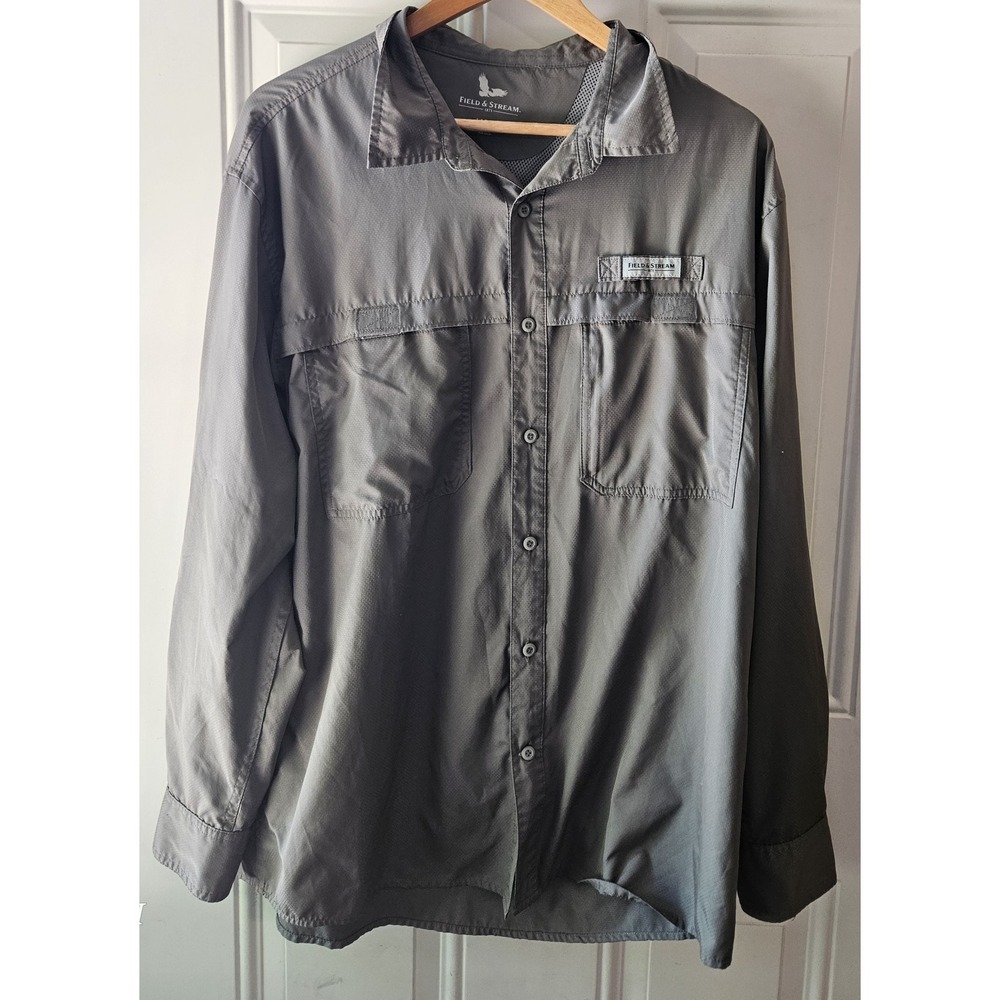 Field & Stream SmartCool Fishing Shirt Men's Large Gray Vented‎ Long Sleeve